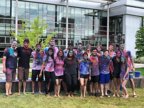 Students celebrated Holi, a Hindu celebration of friendship and diversity, in the courtyard at the W.E. Upjohn M.D. Campus.