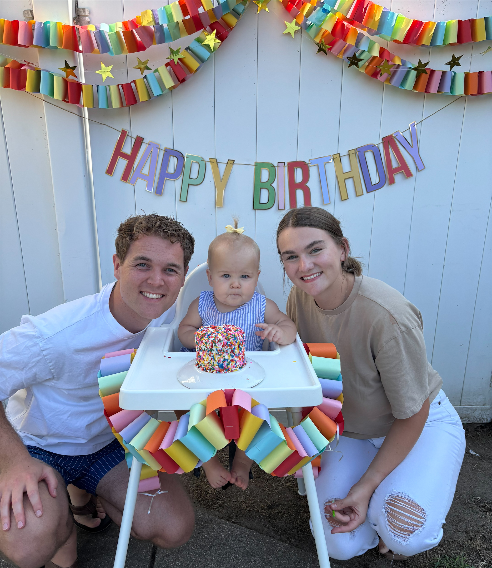 WMed M1 Jeremy Wilson with his wife and daughter, Elsie, on Elsie's first birthday