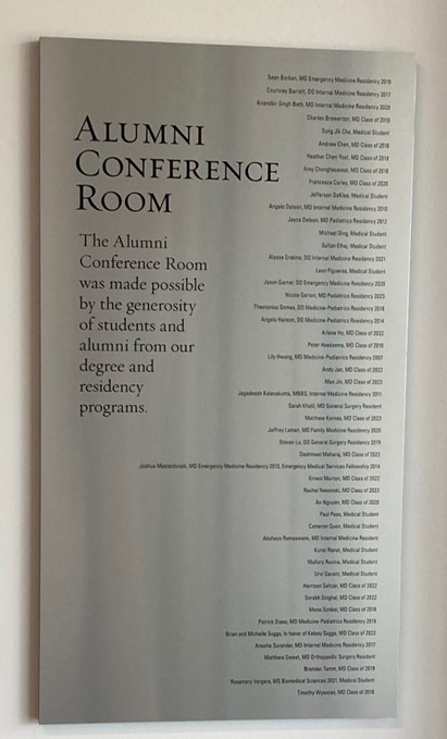Alumni Conference Room Donor Sign
