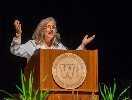 Dr. Elizabeth Warner at the Class of 2025 White Coat Ceremony