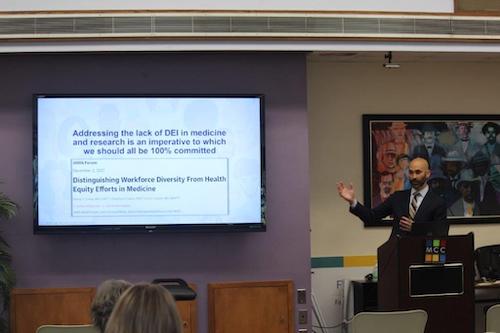 Philip Alberti, PhD, founding director of the AAMC Center for Health Justice, gave the keynote speech, titled “Centering Community Engagement to Achieve Health Equity.”