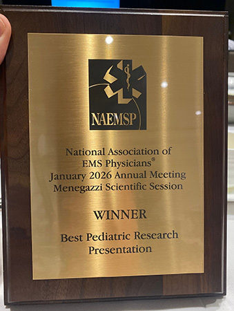 ATOM Research Team at WMed receives Best Pediatric Research Presentation Award at NAEMSP Annual Meeting 2026