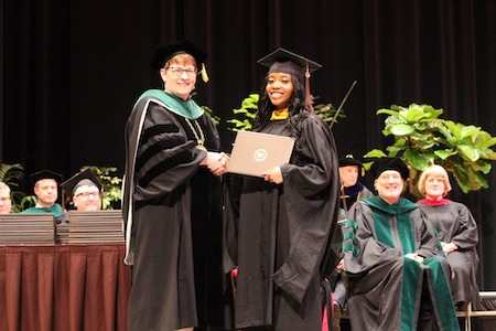 WMed Dean Dr. Paula Termuhlen and Nyla Hart