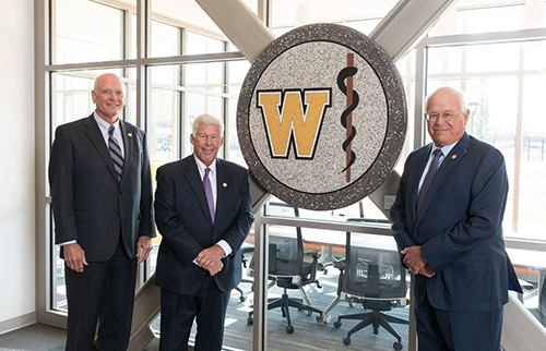 Founding Dean Dr. Hal B. Jenson, William Johnston, and William Parfet