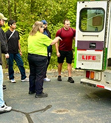 Life EMS orients WMed Emergency Medicine residents and fellows to the patient compartment of an ambulance during EMS Day